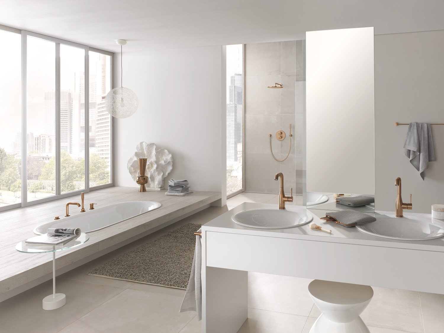 Grohe Essence New 4-gats badrandcombinatie met douchegarnituur brushed warm sunset