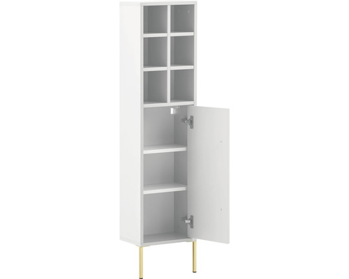 Highboard van Möbelpartner Sarah, afmetingen (B x H x D): 30,4 x 130,6 x 21,8 cm, krijtwit