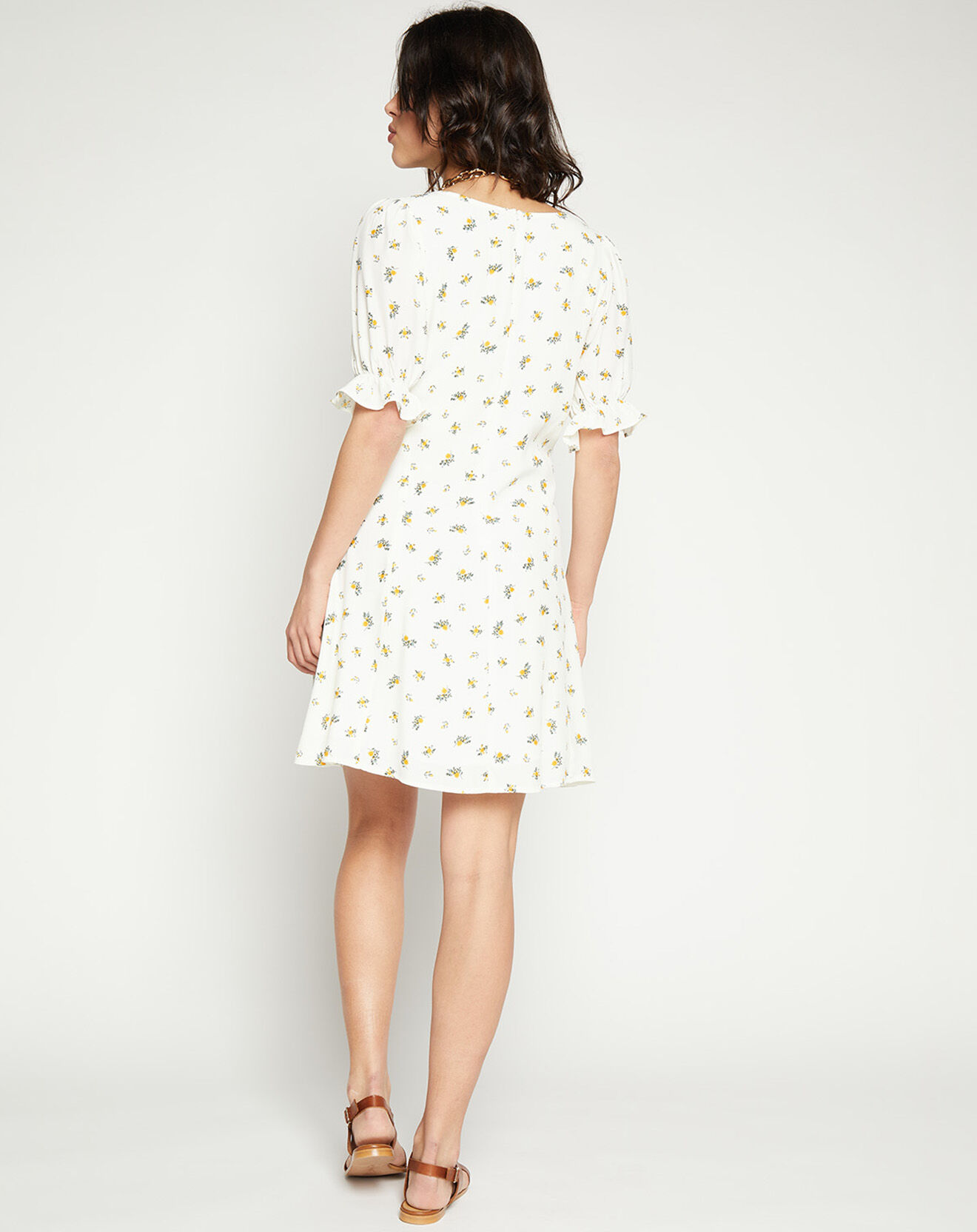 Faithfull the Brand Robe mini Palma imprimée fleurs écrue