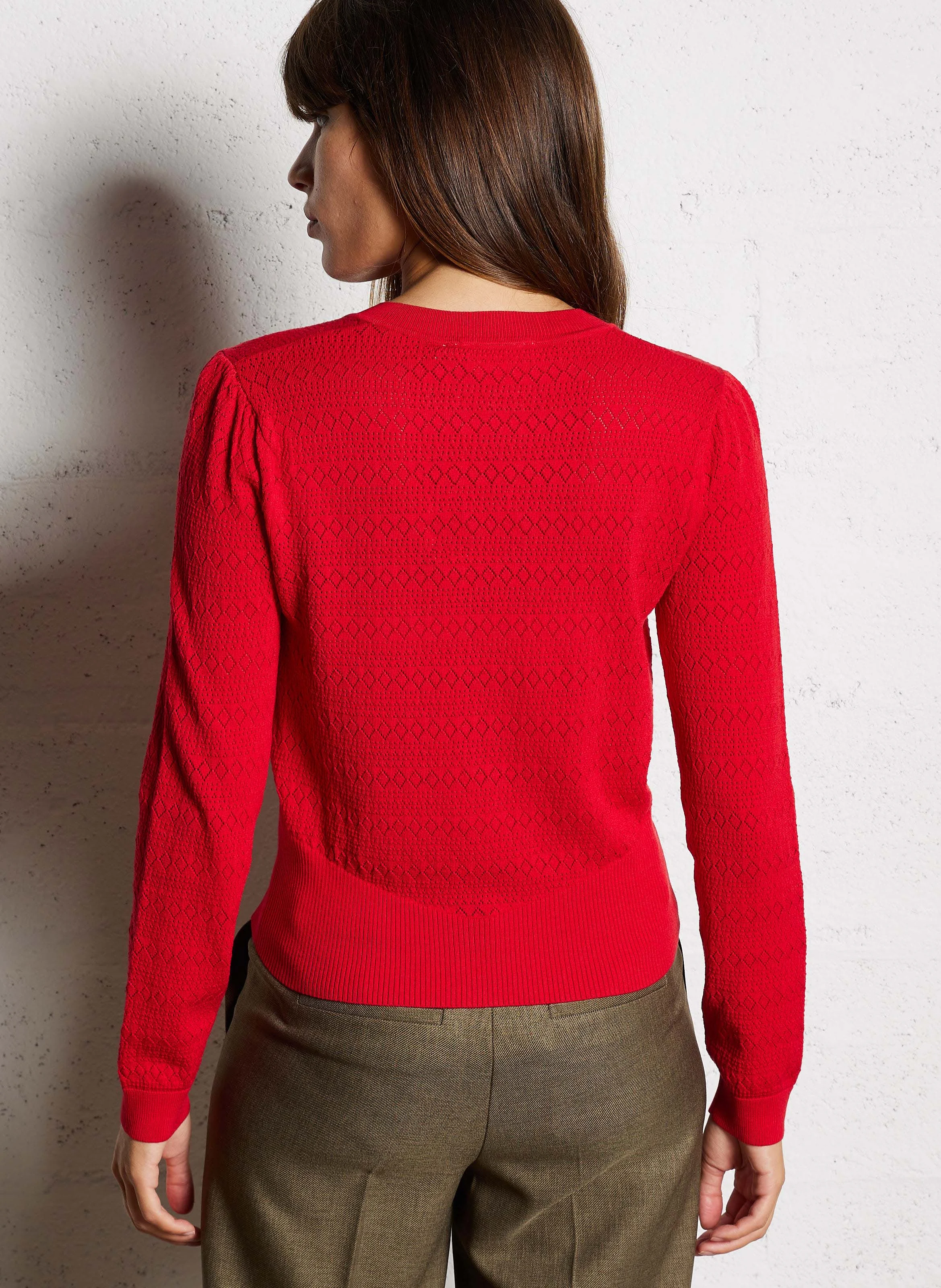 ANGELINOU - Cardigan col rond| Rouge