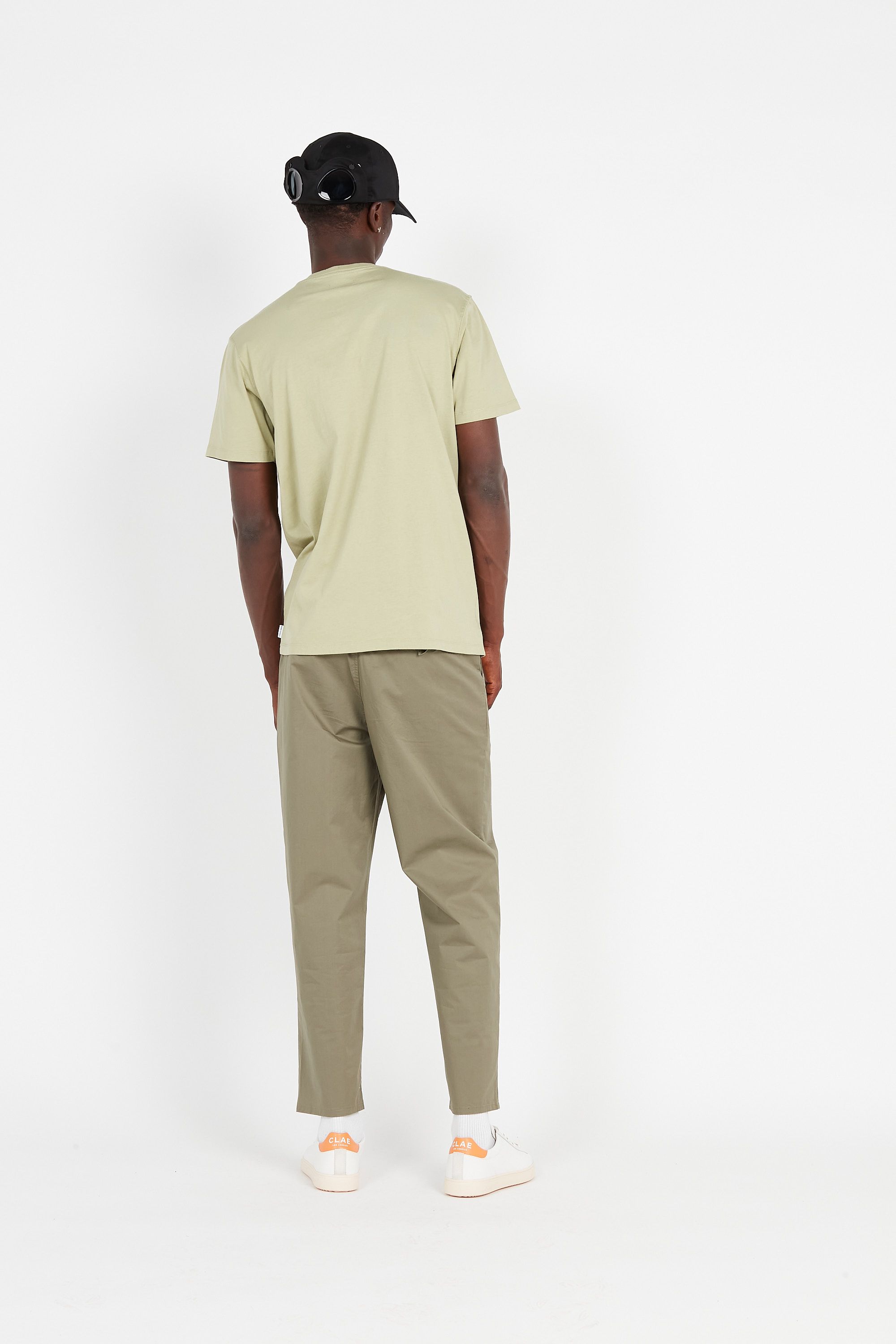 FARAH Pantalon droit en coton biologique HAWTIN STR PAPER Kaki