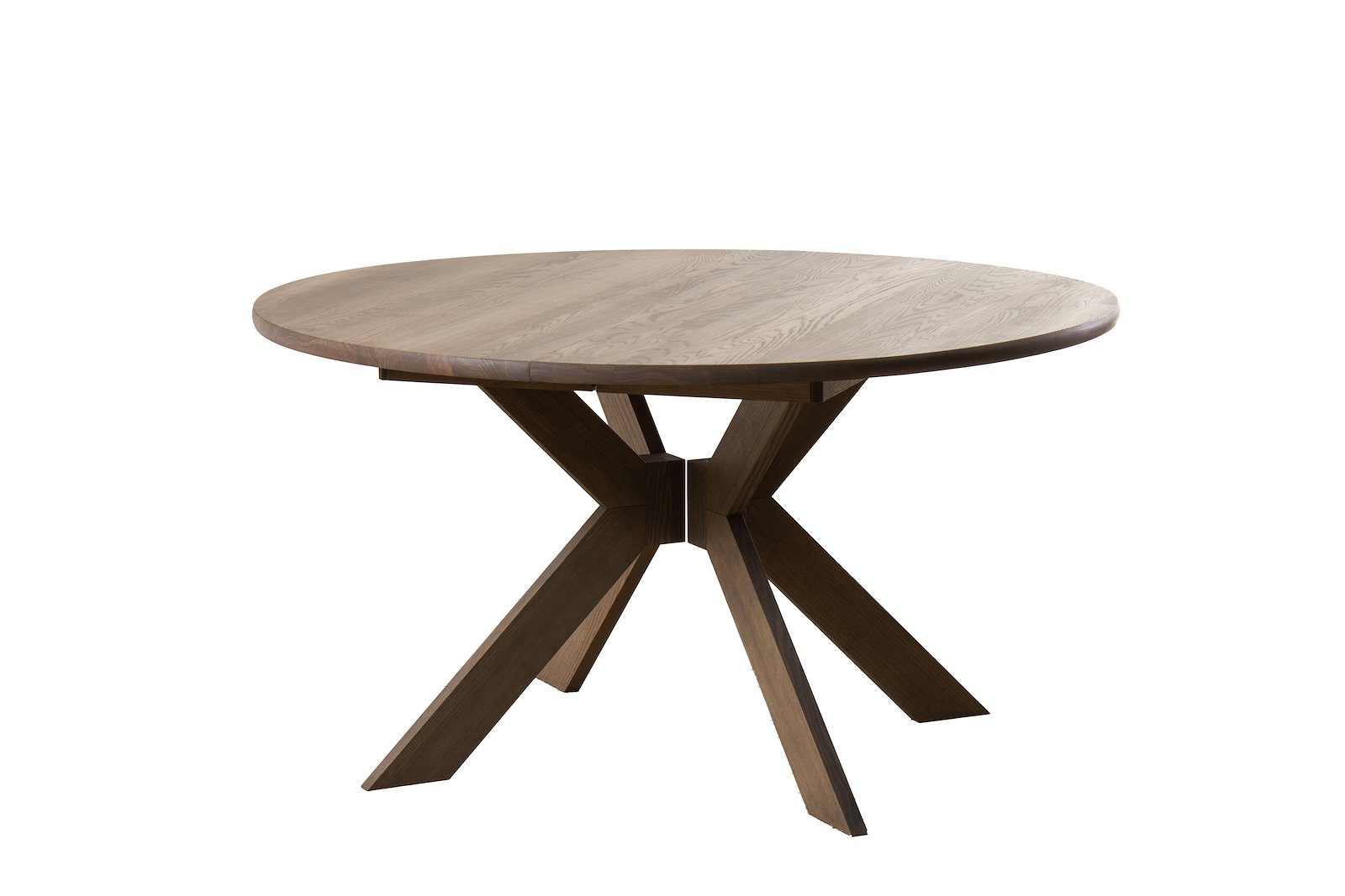Woodcraft rundt spisebord Gråoljet heltre ask. Ø140 cm. Split top B, kant nr. 3 og ben nr. 5