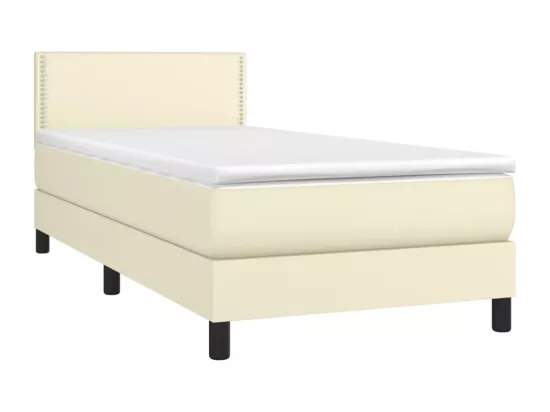 Sommier tapissier avec matelas Crème 100x200cm Similicuir