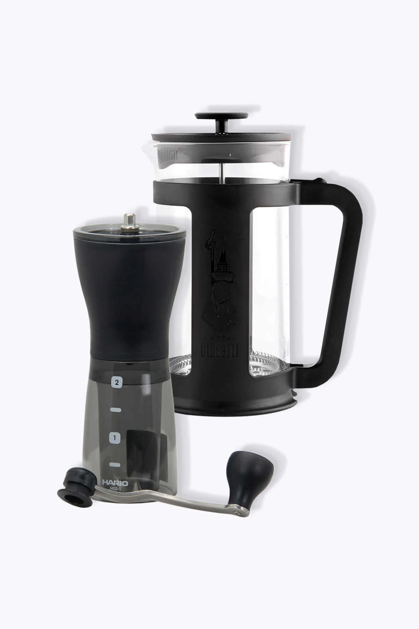 Bialetti French Press mit Hario Kaffeemühle