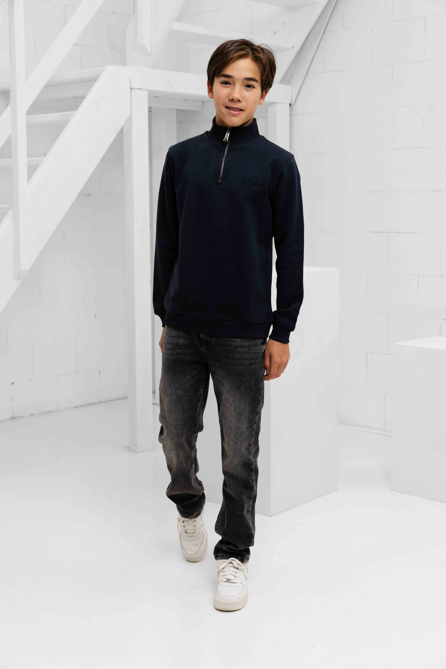 Malelions Turtle Half Zip Sweater Kids Donkerblauw