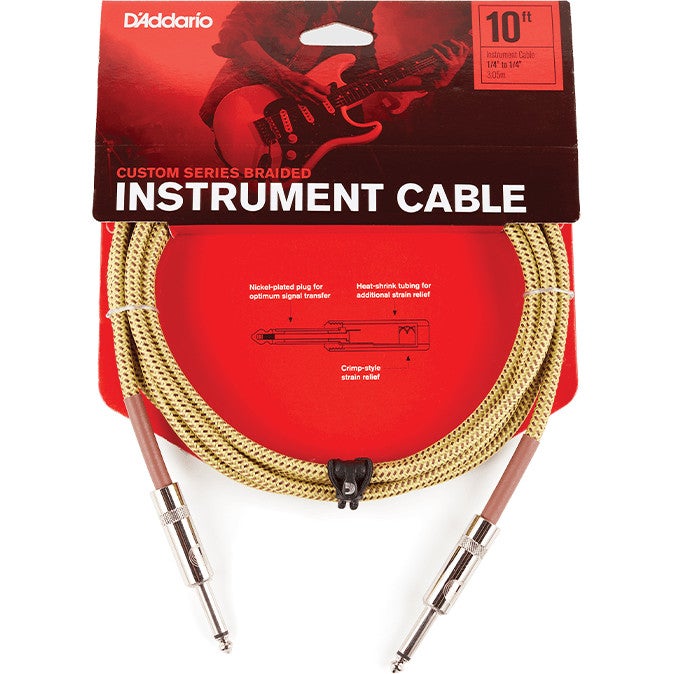 D'Addario PW-BG-15TW Braided instrumentkabel tweed 15ft (4.6 m) recht-recht