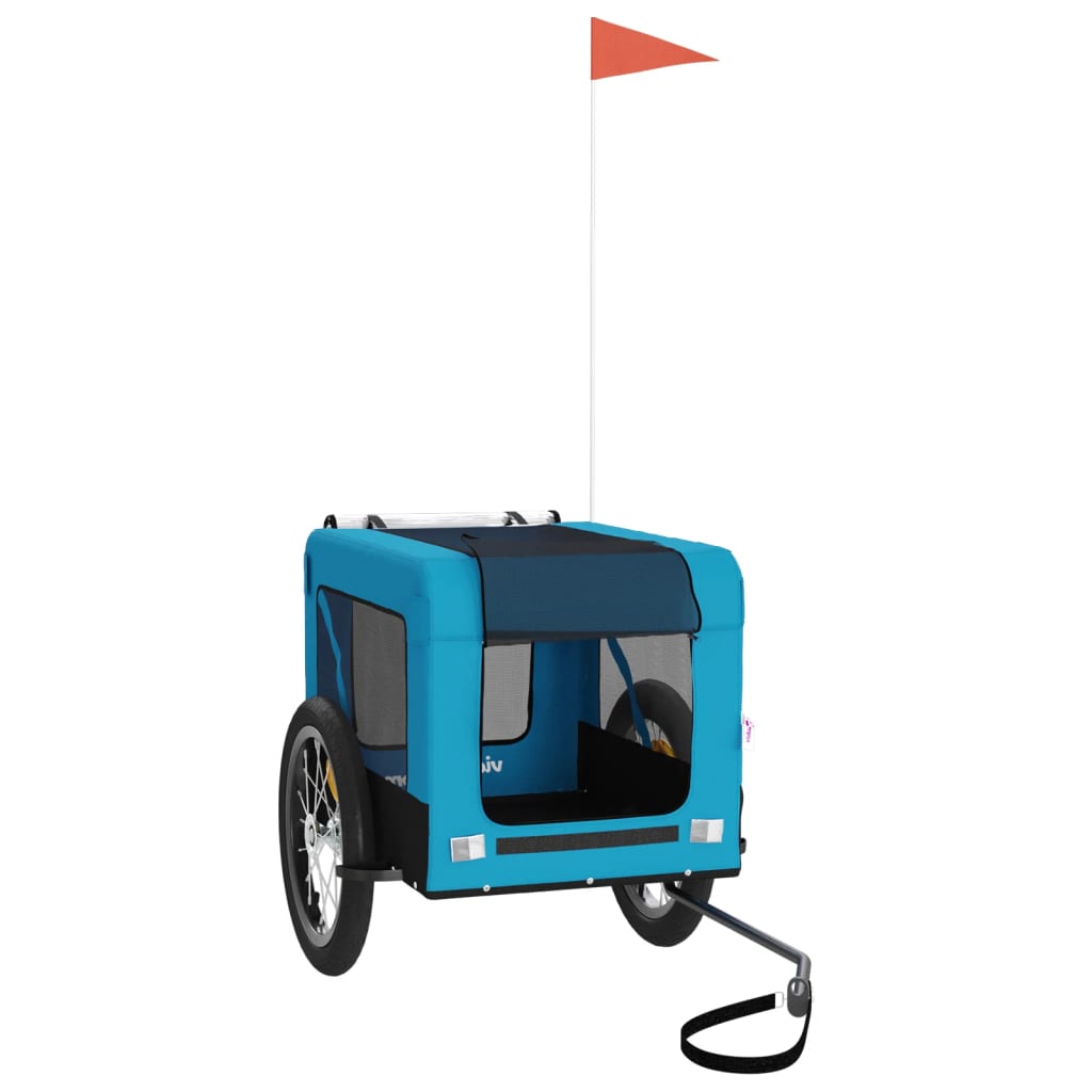 vidaXL Reboque para Bicicleta para Animais de Estimação em Tecido Oxford Azul e Preto