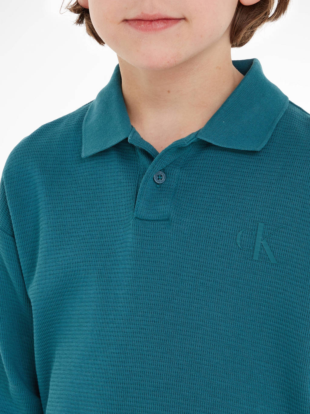 polo met textuur zeegroen