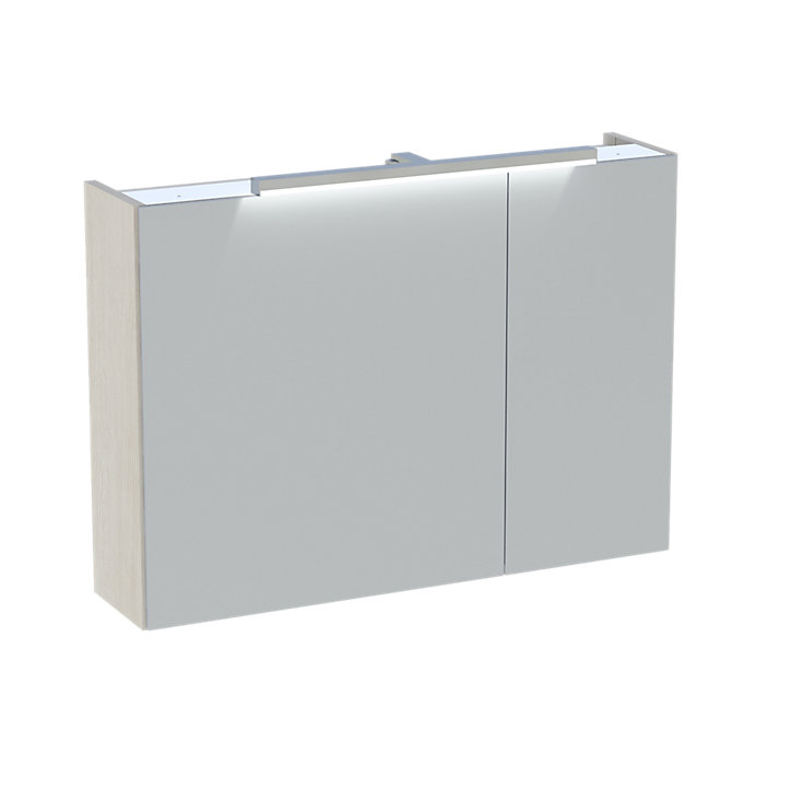 Armoire de salle de bains avec miroir aspect chêne naturel Calao 90 cm