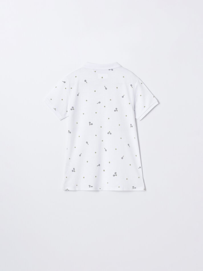 Camisa polo estampada - Branca