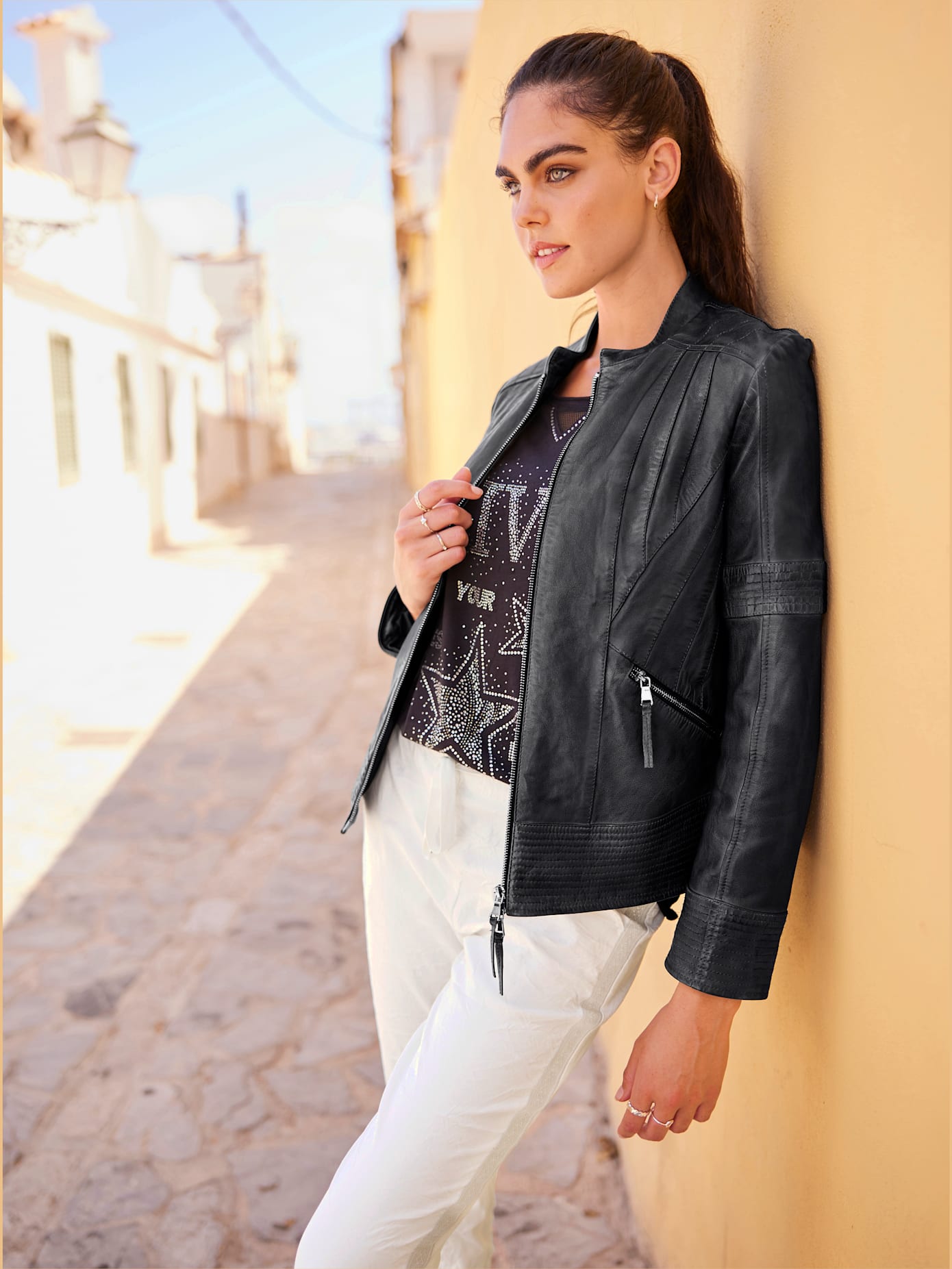 Veste en cuir pur cuir d'agneau nappa