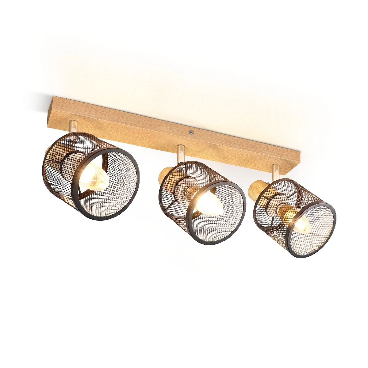 ZMH Lampe pendante - Noir et Bois