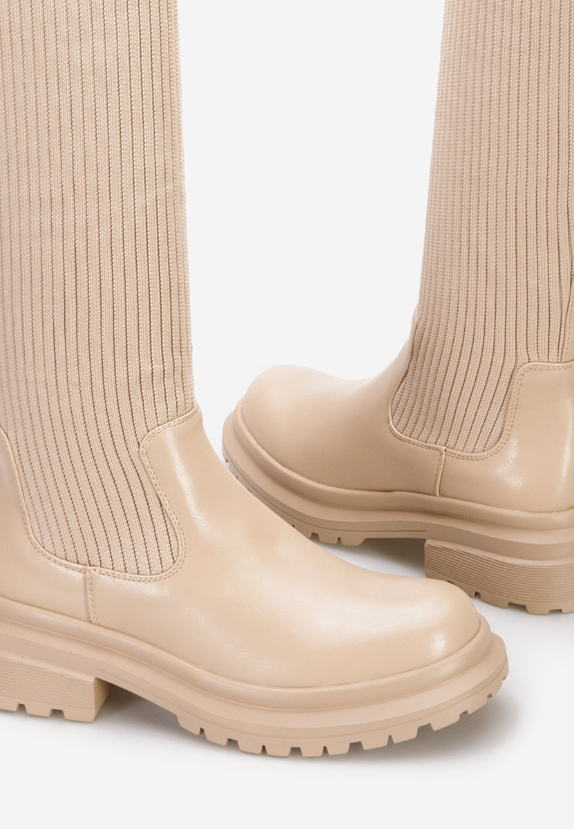Bottes chaussettes beige Fareza