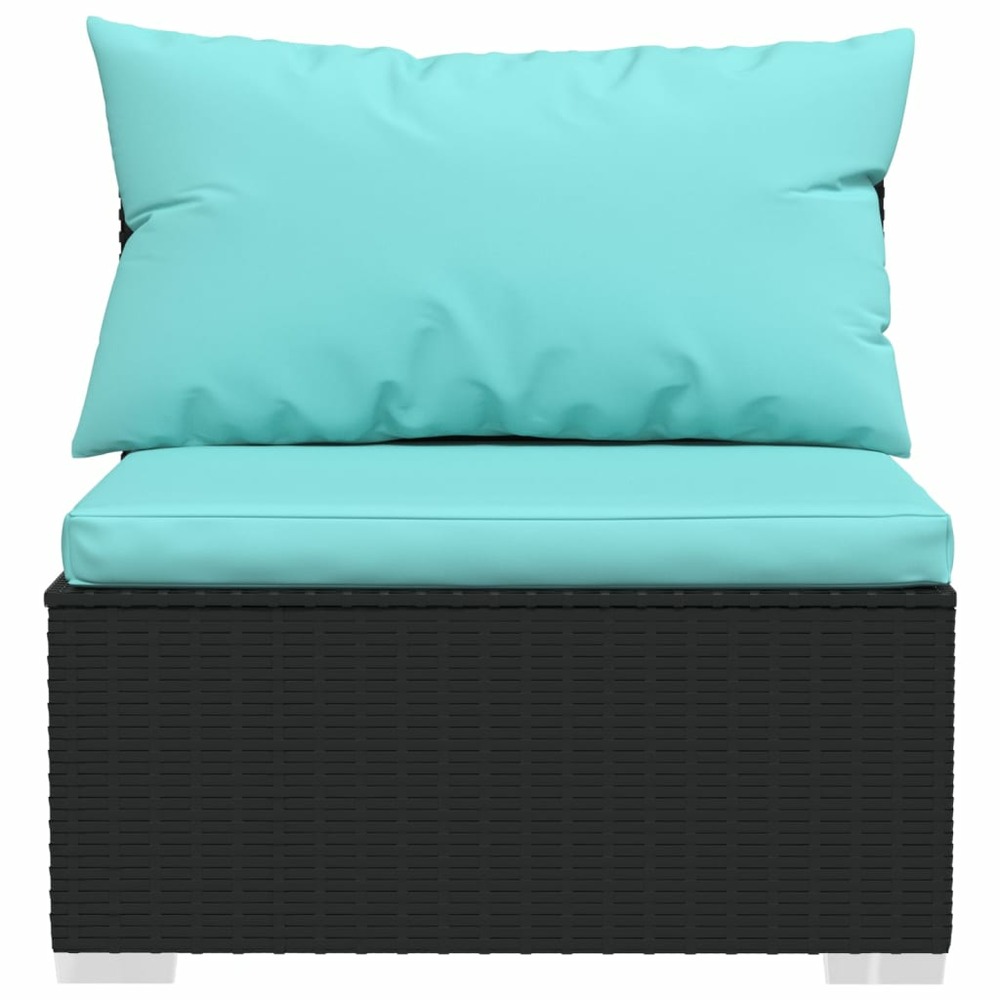 Salon de jardin meuble d'extérieur ensemble de mobilier 8 pièces avec coussins résine tressée noir