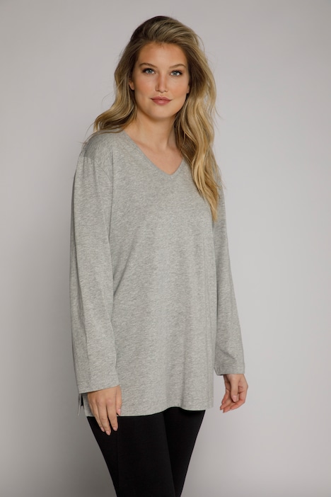 Shirt, V-Ausschnitt, Relaxed, Langarm