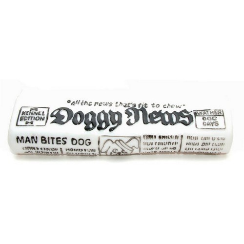 Jornal de brinquedo com som para cães, branco/preto