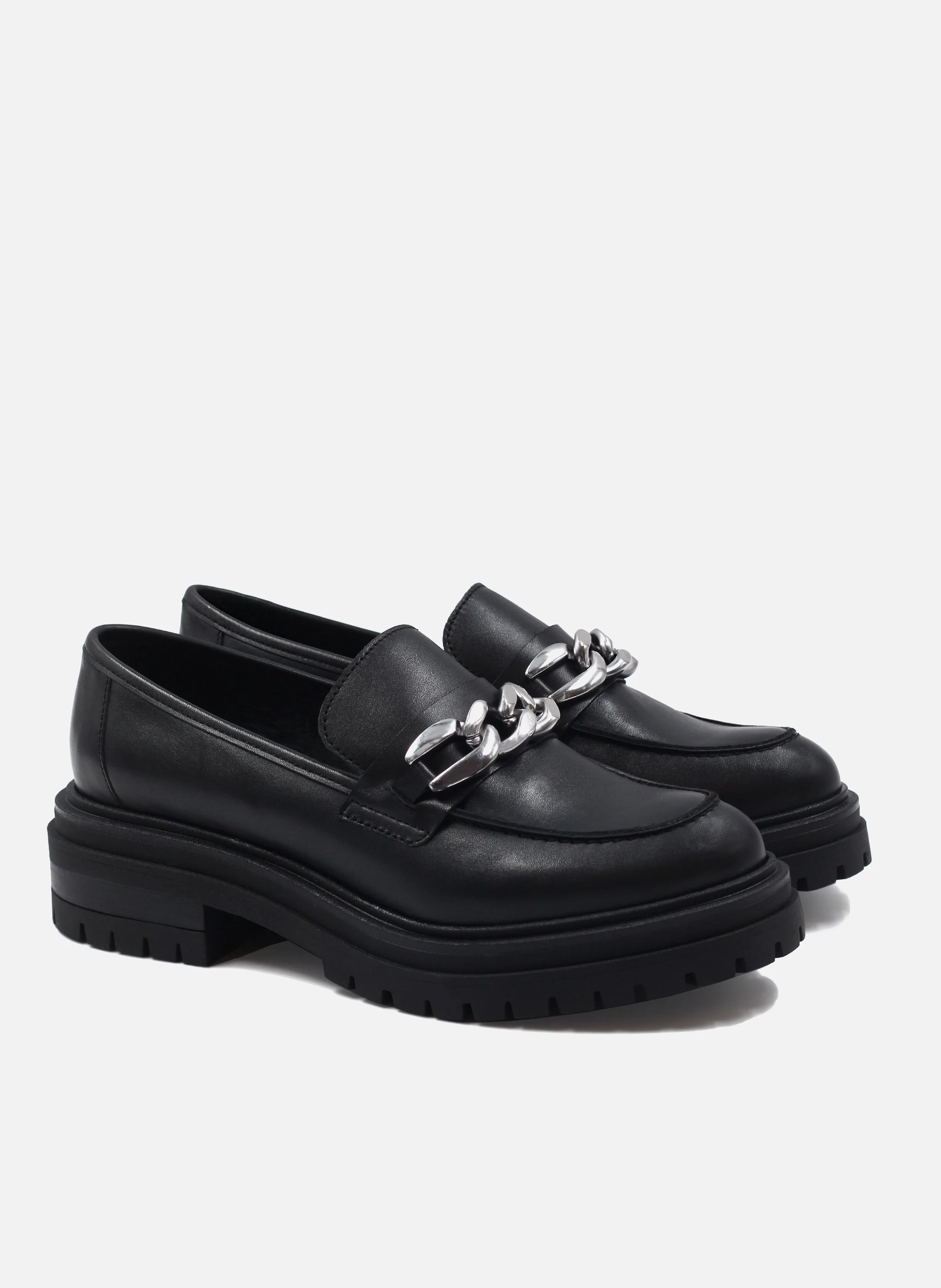Mocassins crantés cuir lisse | Noir