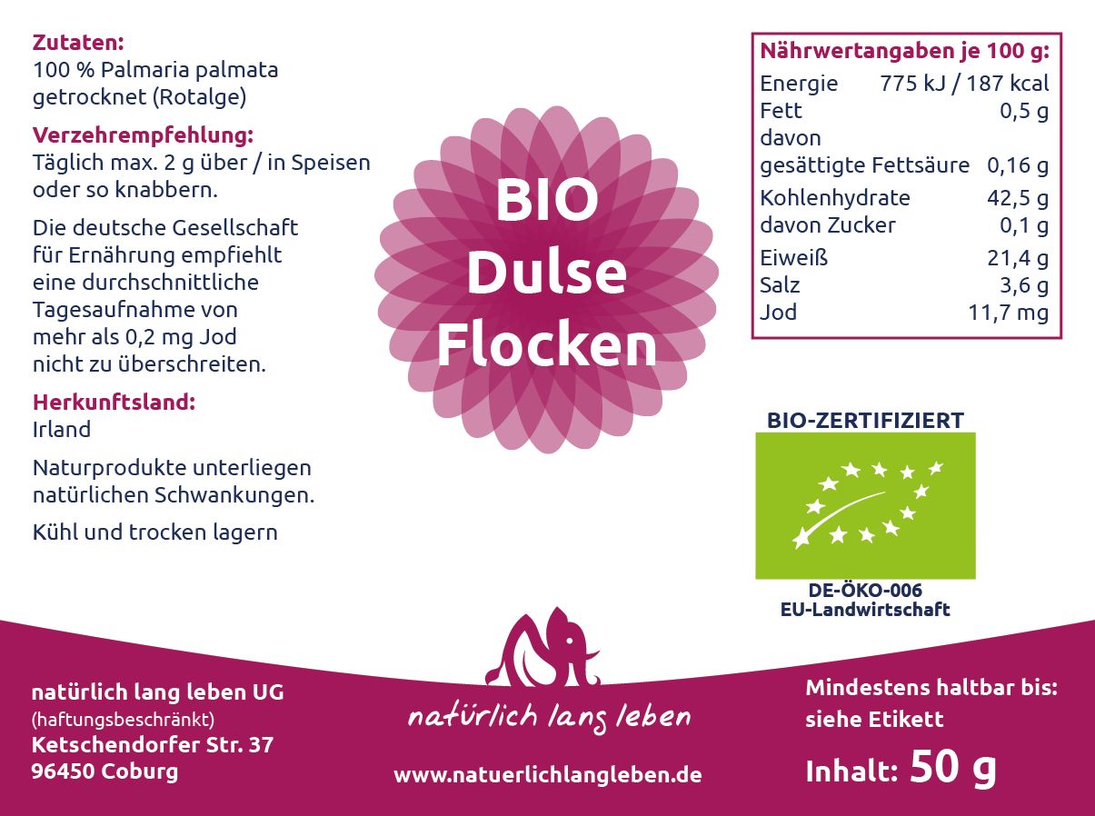 natürlich lang leben BIO Dulse Algen