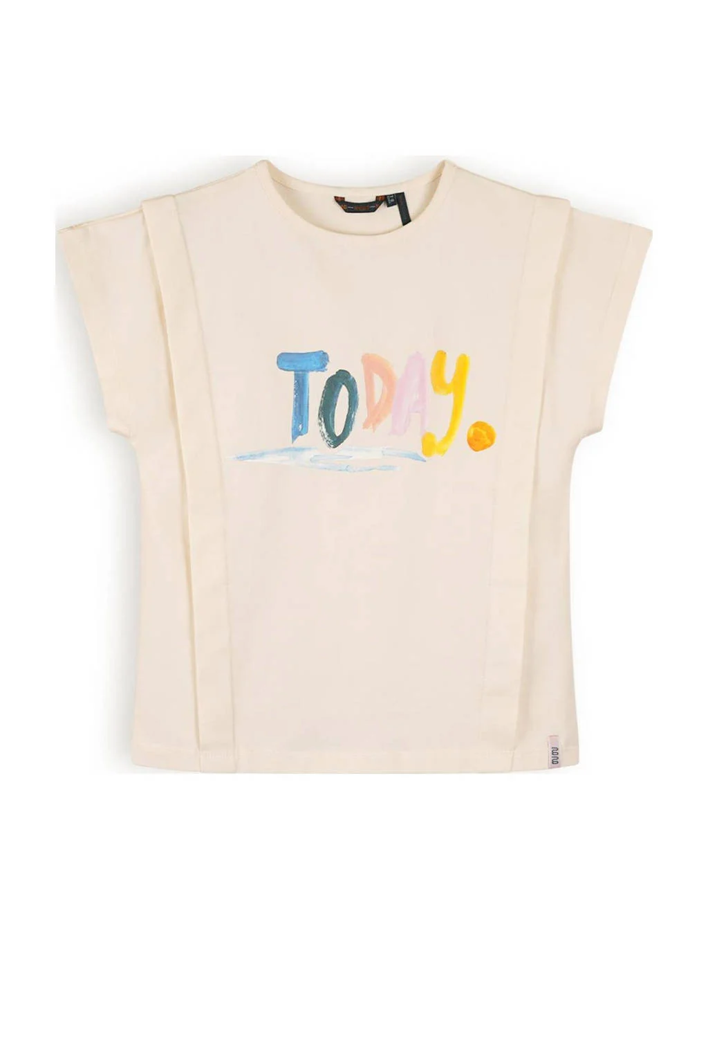 NONO T-shirt Kiam met tekst ivoor