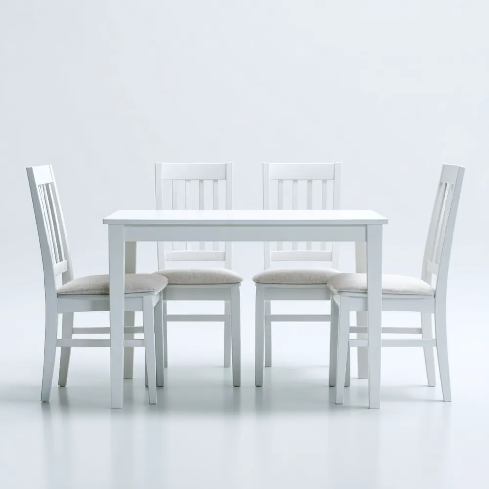 Esszimmer-Set Holz Weiß 120x75x75 cm – Klassisches Design