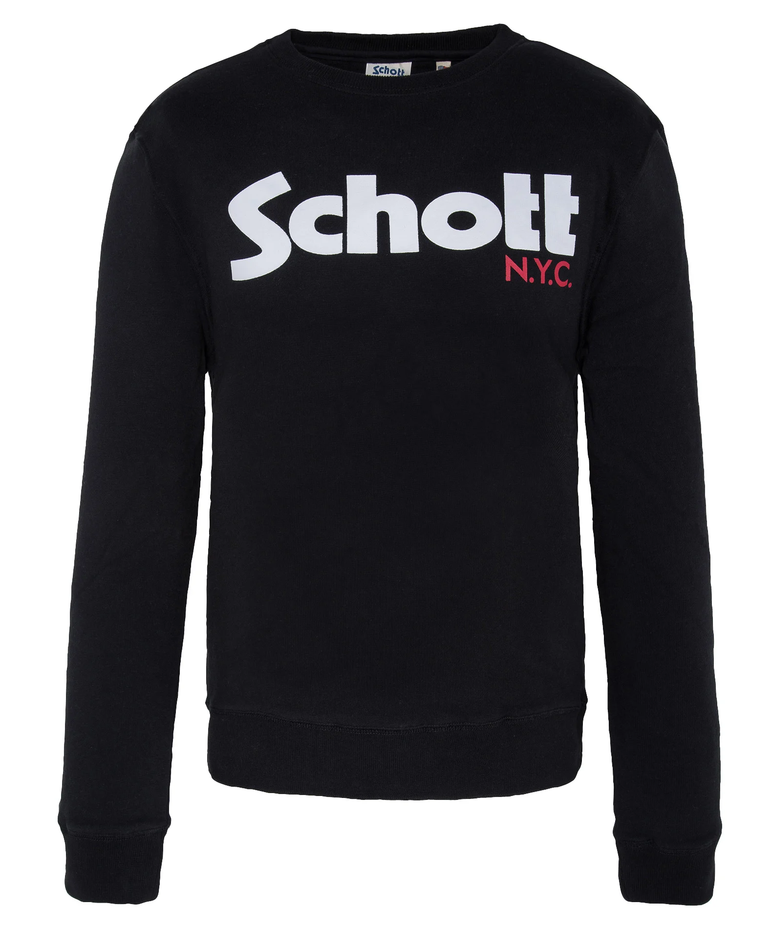 Sweat col rond slim-fit logo sérigraphié en coton | Noir