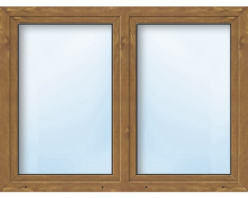 ARON Basic uPVC raam, 2-ruits, wit/gouden eik, 1500x500 mm