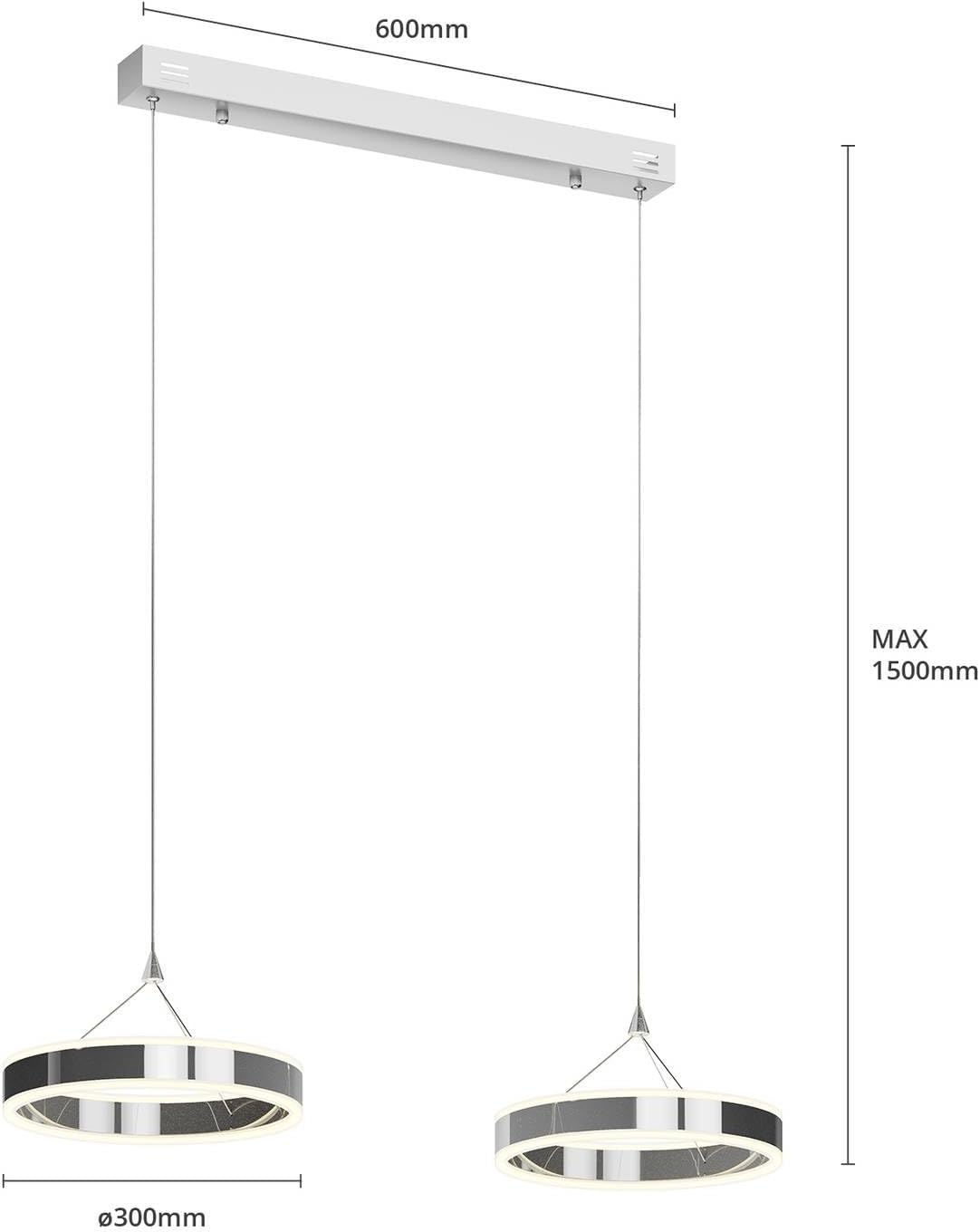 Lucande LED Lyani dimmbar (Modern) in Chrom aus Metall (2 flammig,) Wohnzimmerleuchte