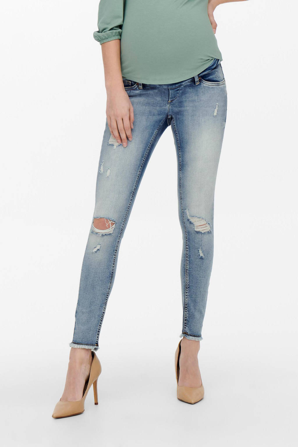 ONLY MATERNITY skinny zwangerschapsjeans OLMBLUSH light blue denim