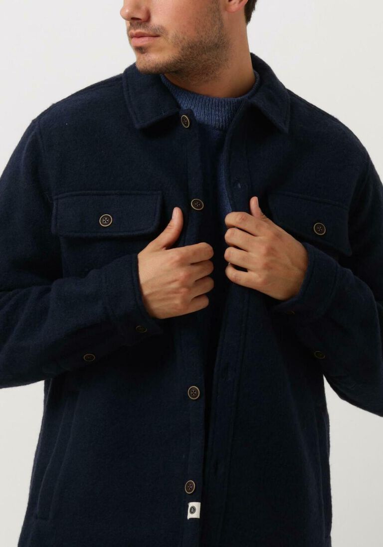 ANERKJENDT donkerblauwe anerkjendt overshirt aklion boiled wool