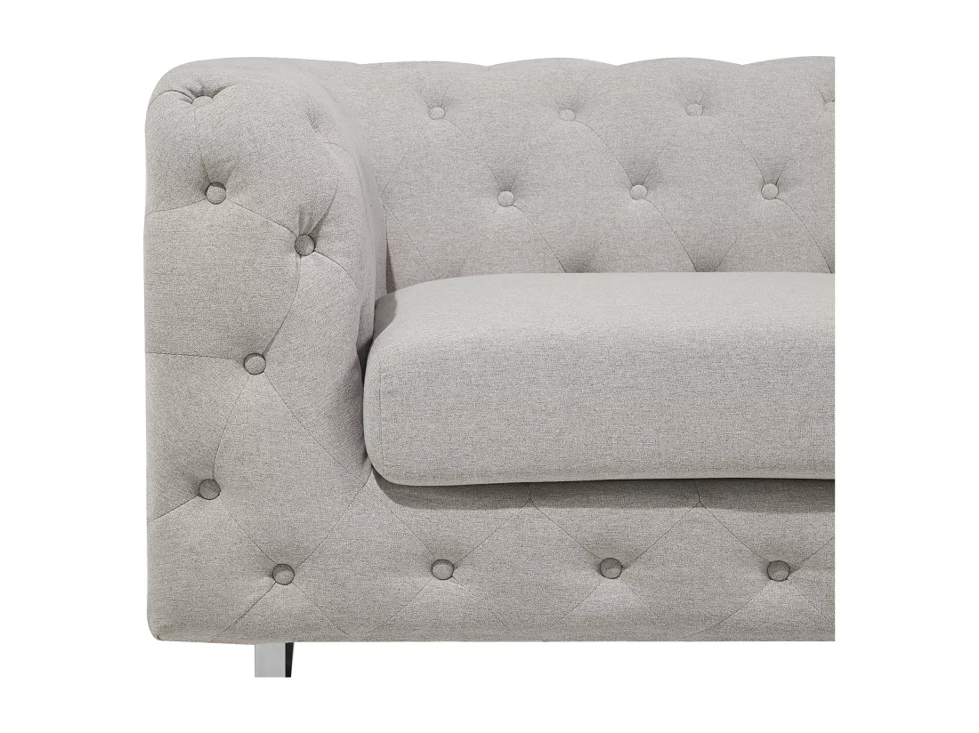 Canapé Chesterfield 2 places en tissu beige VISSLAND