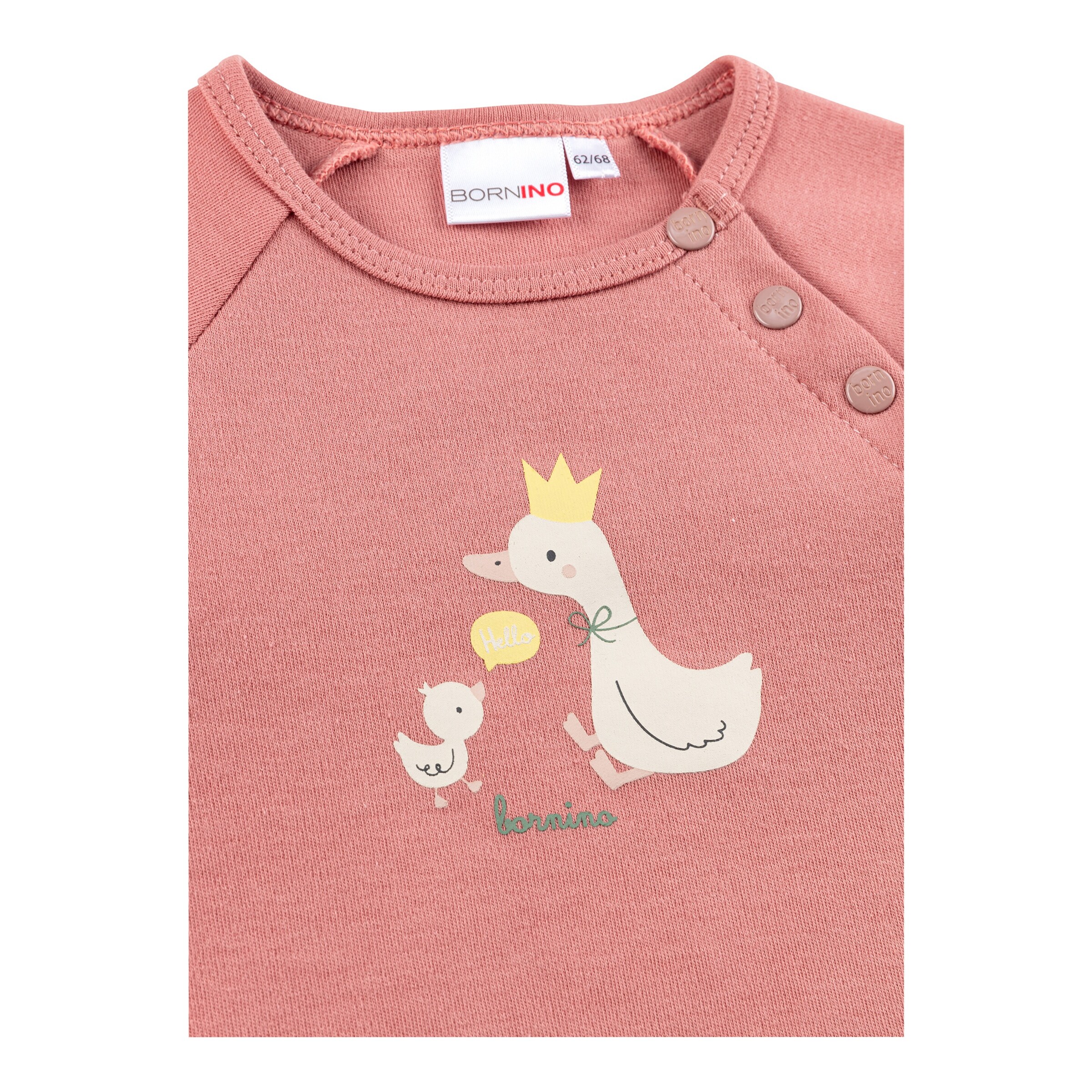 Bornino - Tiny Friends Raglanshirt langarm Gänse altrosa