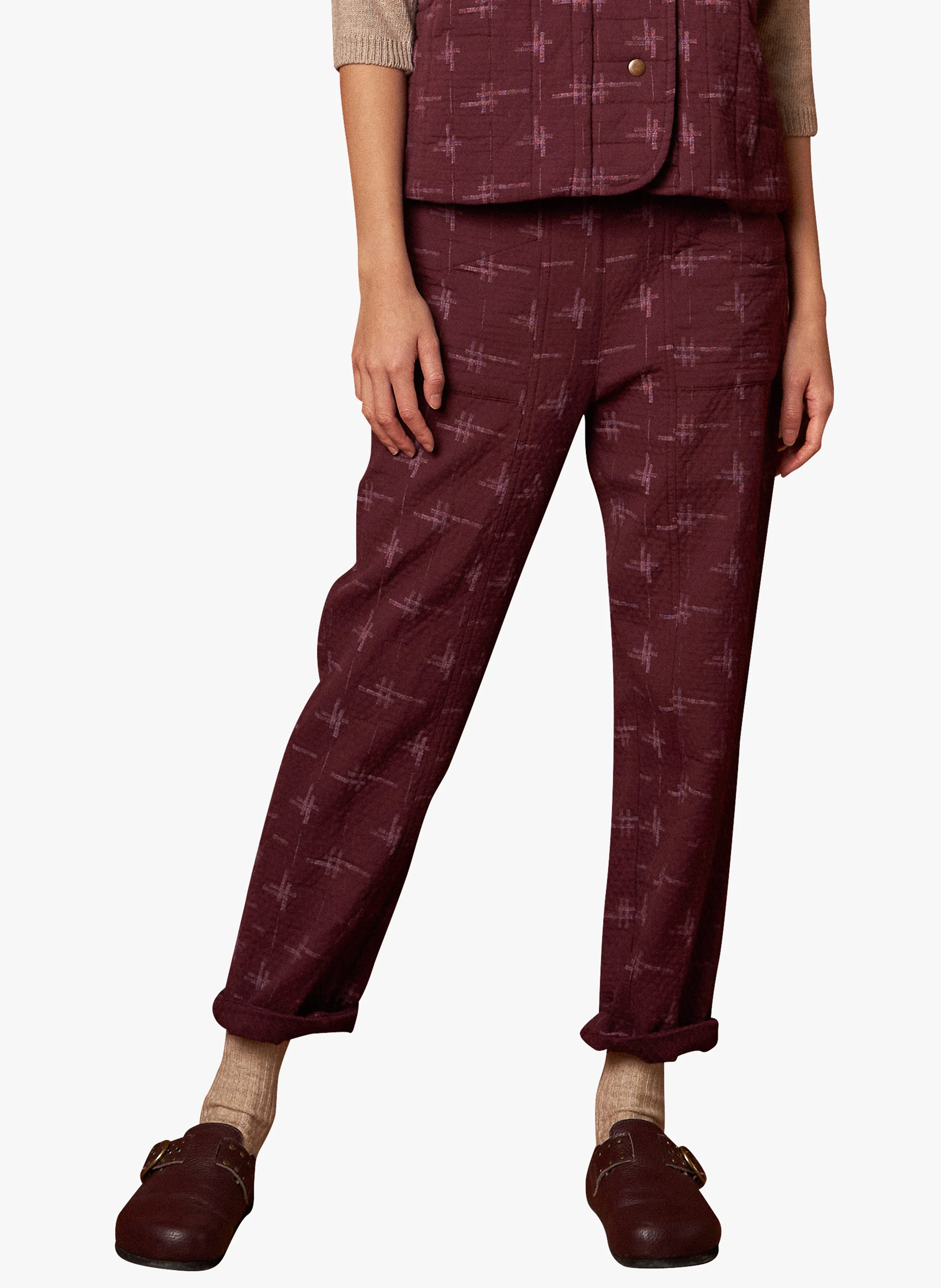 Pantalon droit en coton bio | Violet