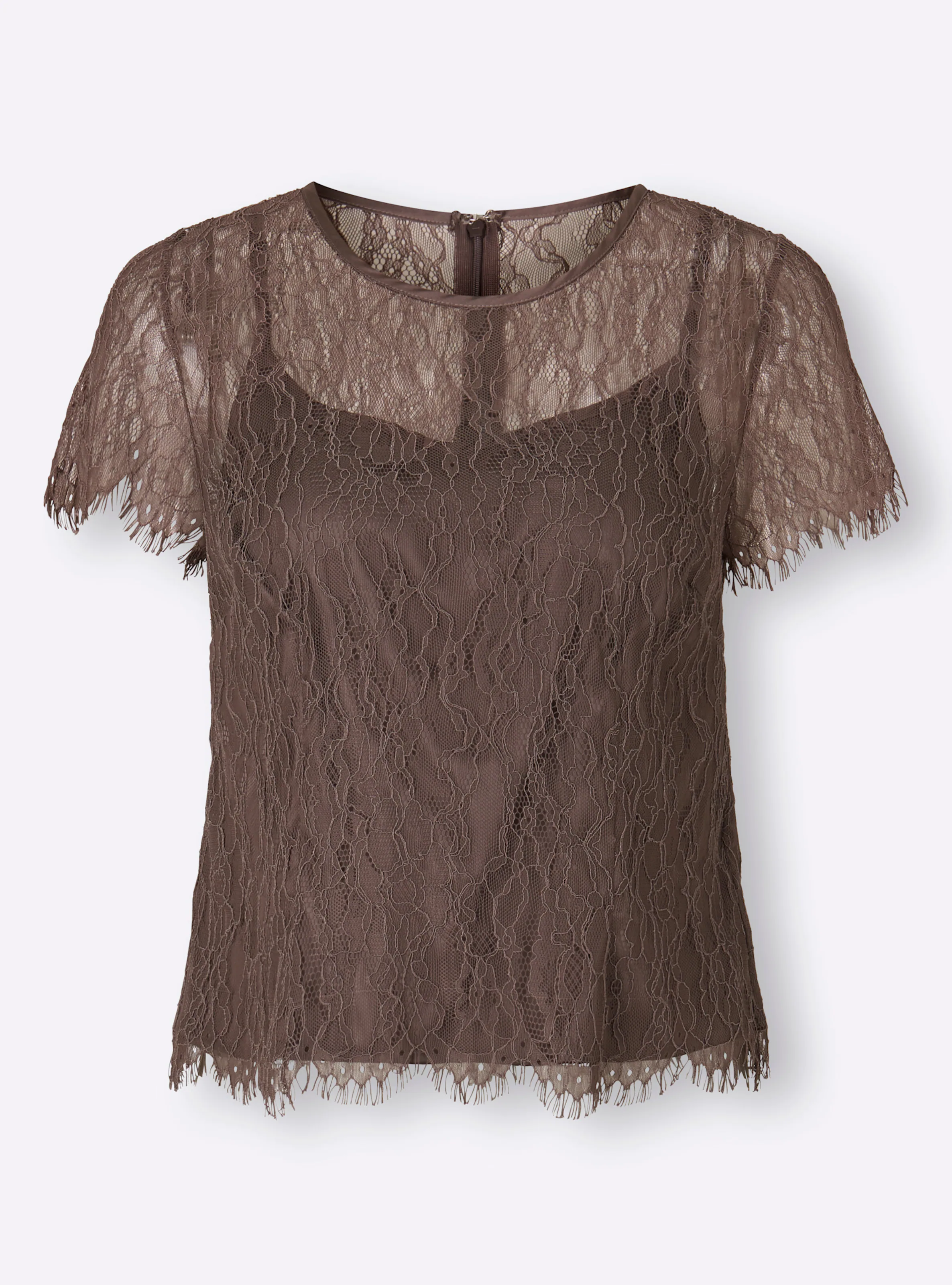 heine Spitzen-Bluse in dunkeltaupe