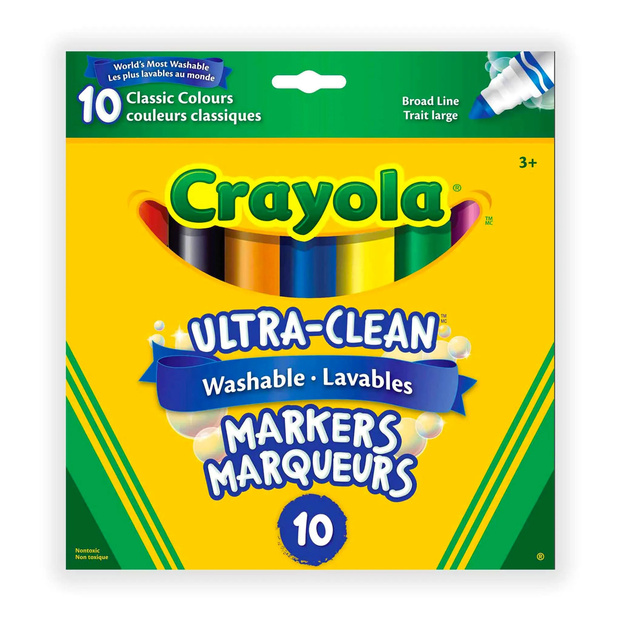 Crayola Crayons Marqueurs Lavables Ultra-Clean Crayola  Paquet de 10