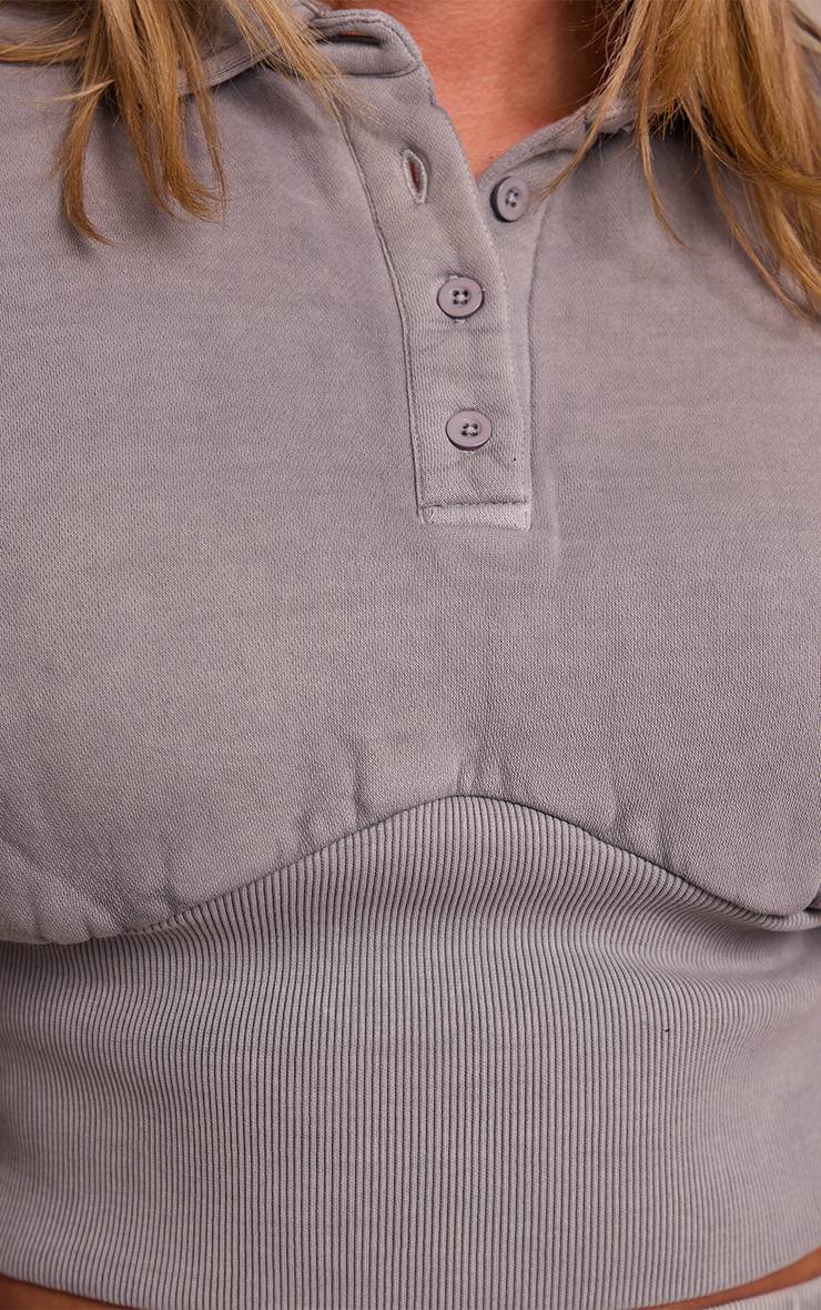 Gris Chiné Sweat-shirt Polo Taille Cintrée Shape