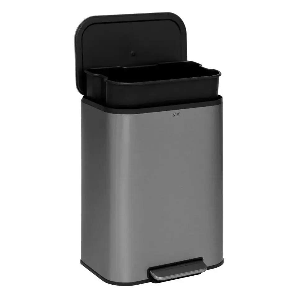 5Five Pedaalemmer Norvik - zilver - rvs - 50L - 45 x 35 x 61 cm