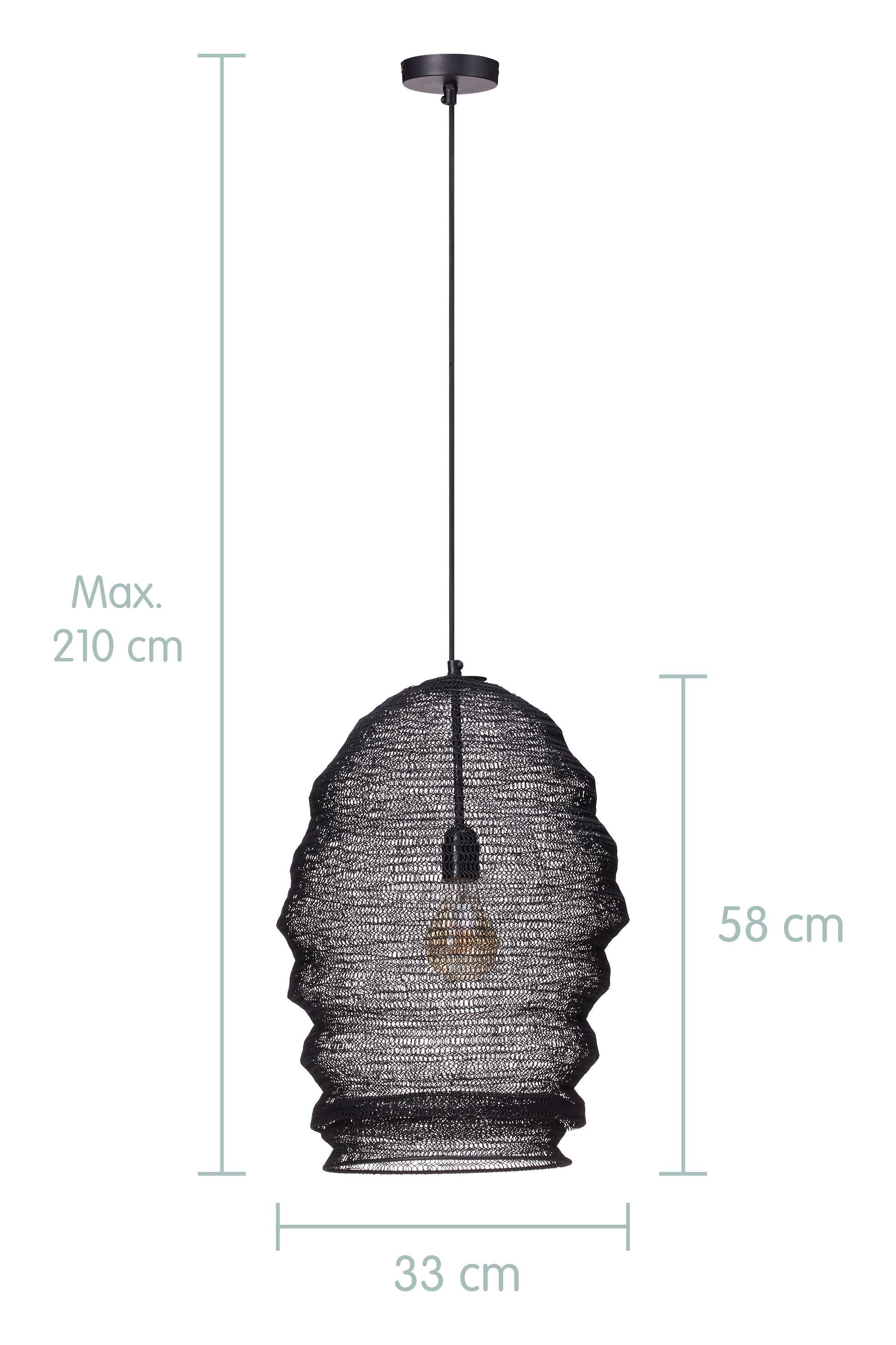 ROBERTO Hängeleuchte - Schwarz / B: 33.0 cm x T: 33.0 cm x H: 210.0 cm