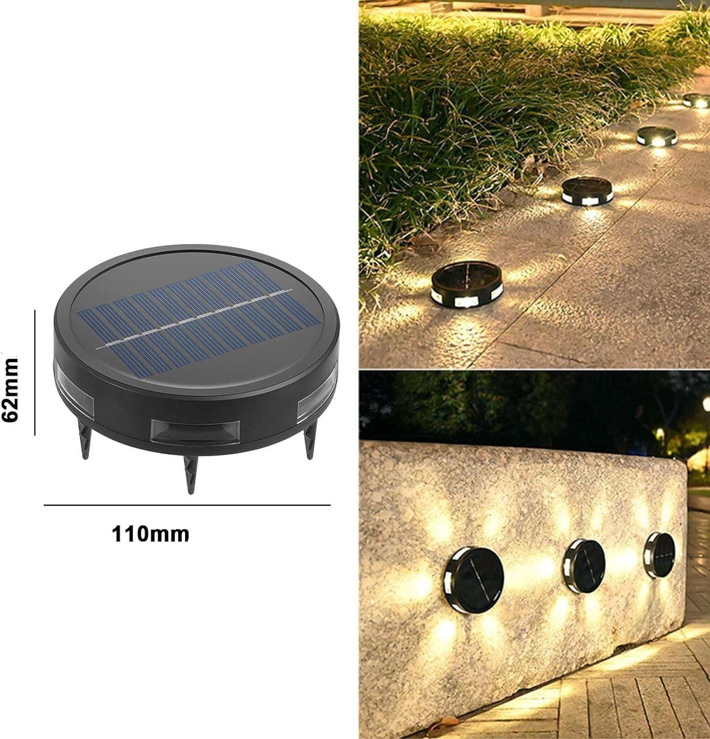 (4er Set) 6 LED's Solar Lampe Outdoor Gartenleuchte Wegbeleuchtung mit Dämmerungssensor (IP44)   Erdspiess - Warmweiss