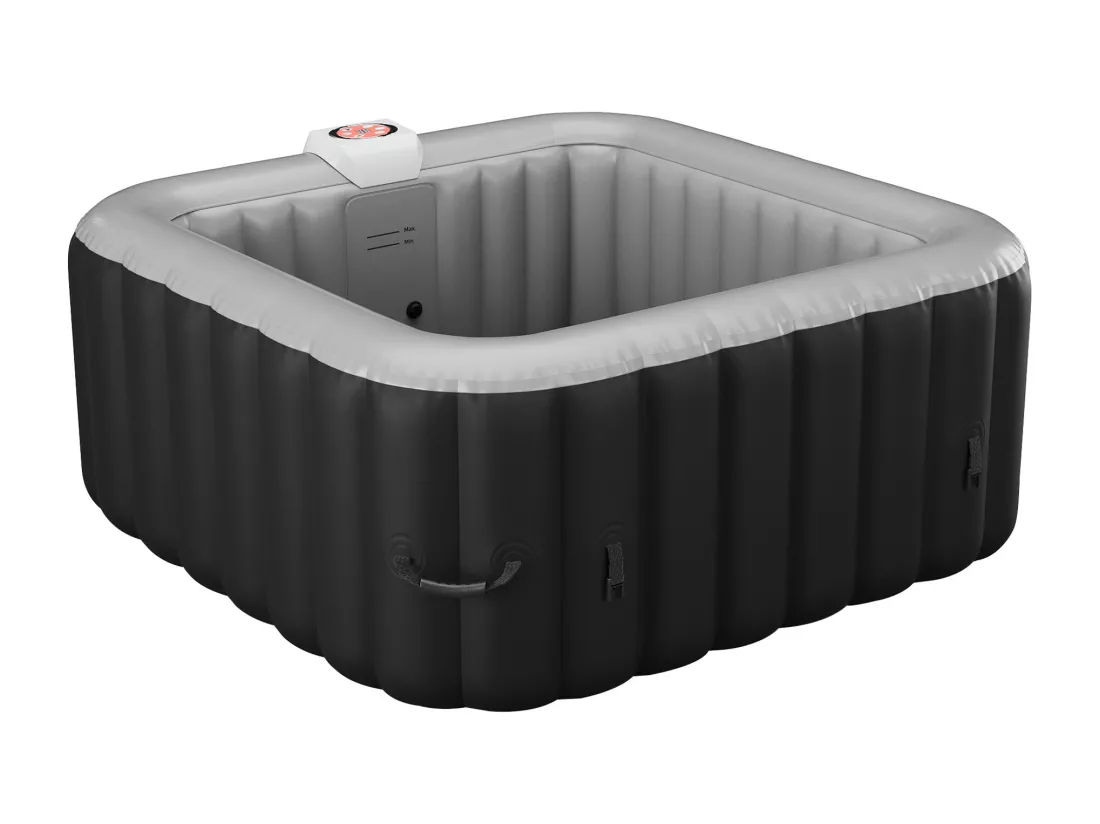Spa gonflable carré 4 places - L154 x P154 x H65 cm - 120 buses d'air - Noir et gris - B-COSY II