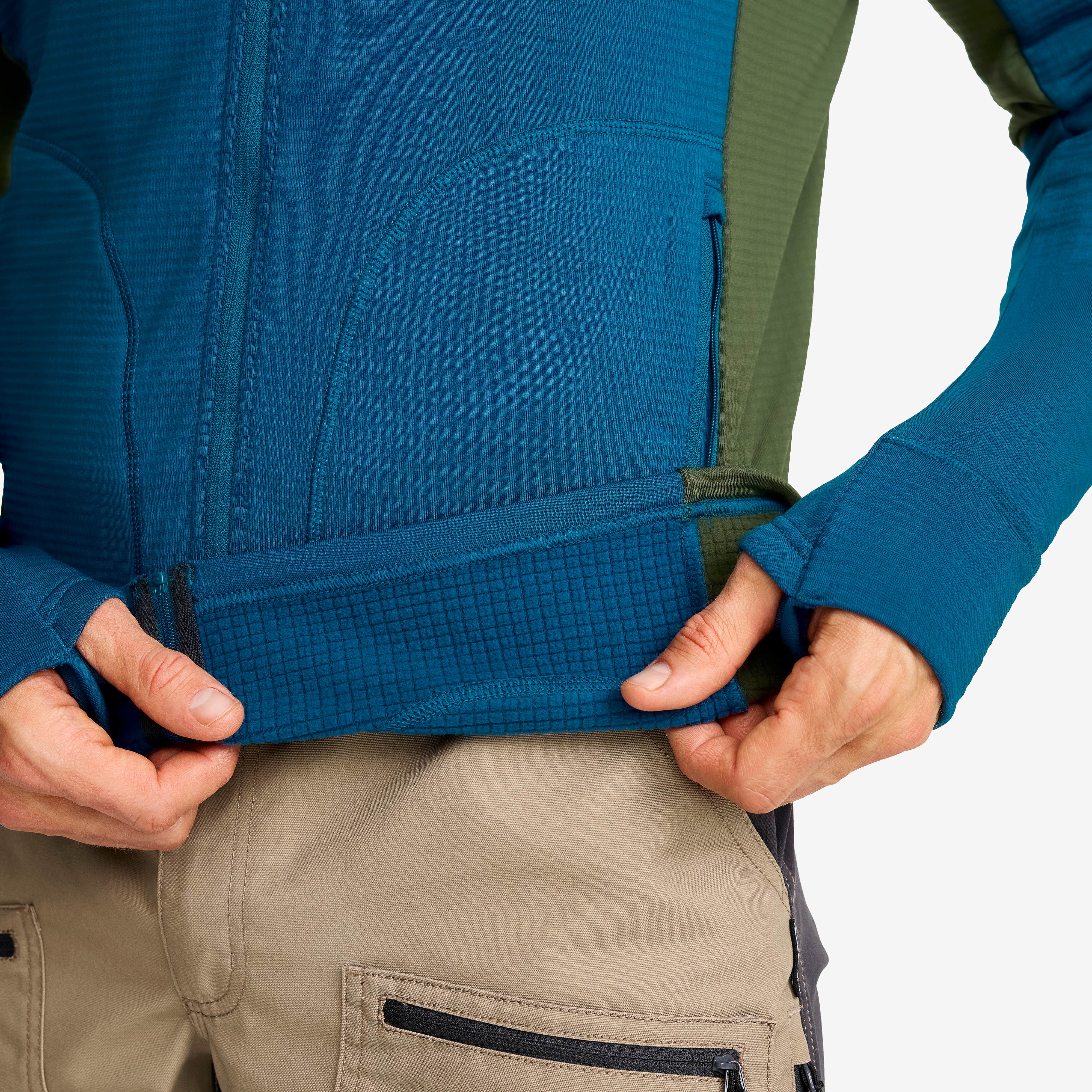 Waffle Full-zip Fleece Herre Blue Opal