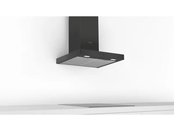 Bosch Serie | 2 DWB66BC60 - Hætte - skorsten flad - bredde: 60 cm - dybde: 50 cm - udtrækning og recirkulation (-) - sort