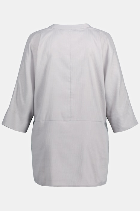 Bluse, Struktur, Oversized, Stehkragen, 3/4-Arm