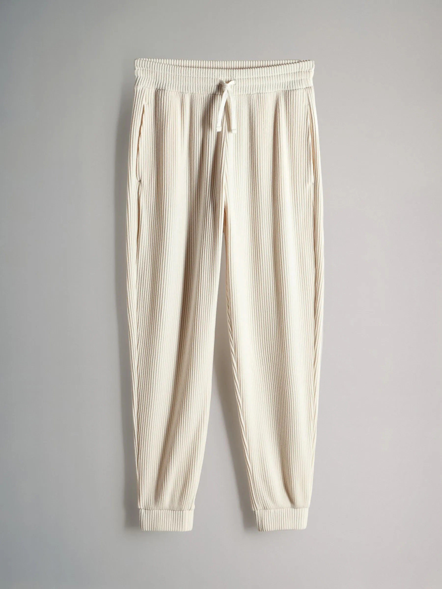 Crème - The Set Soft Rib Crew Neck Sweatshirt and Cuffed Joggers Lounge Set
