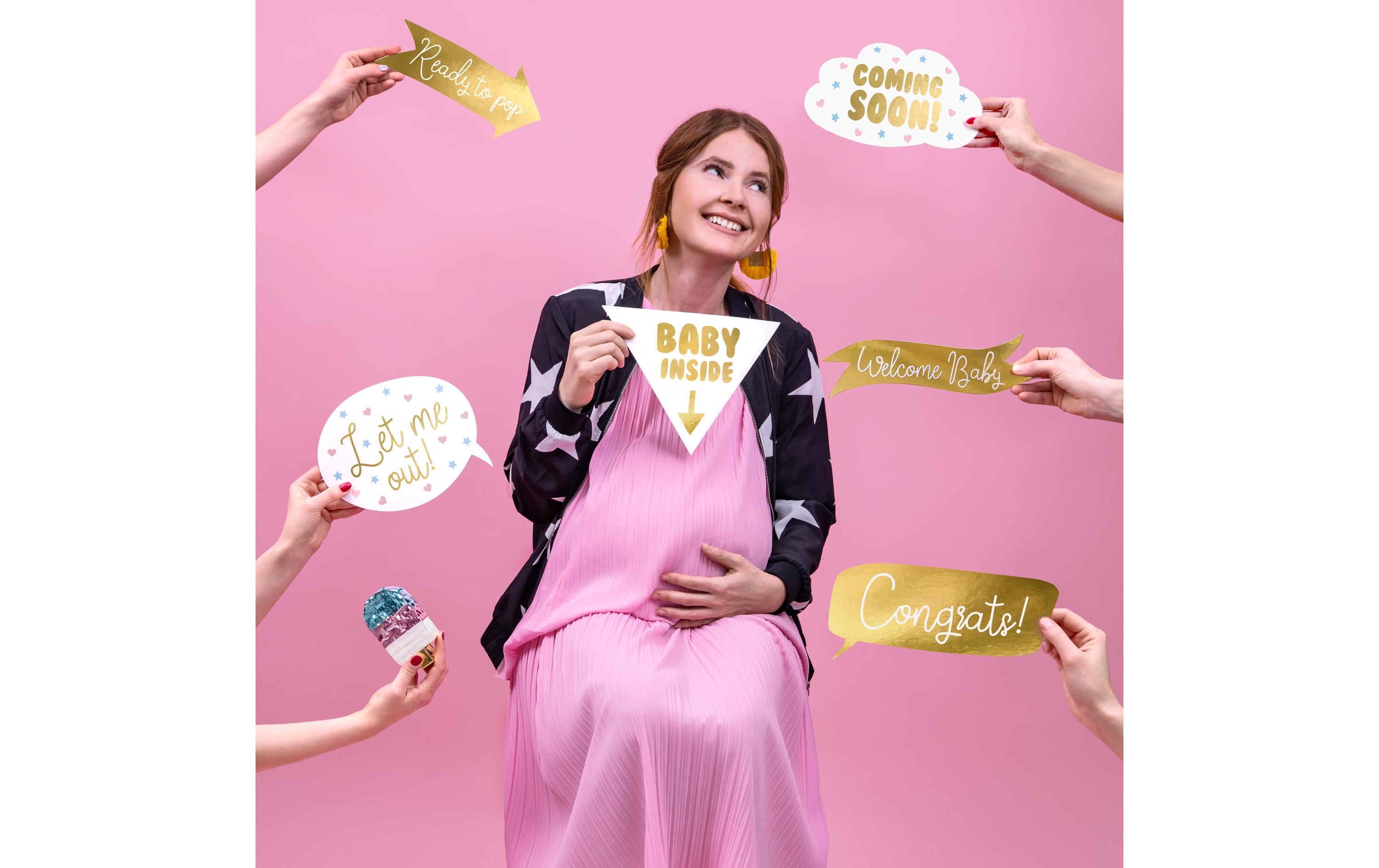 Partyaccessoire Baby Shower 6-teilig, GoldFotorequisiten für witzige Bilder
