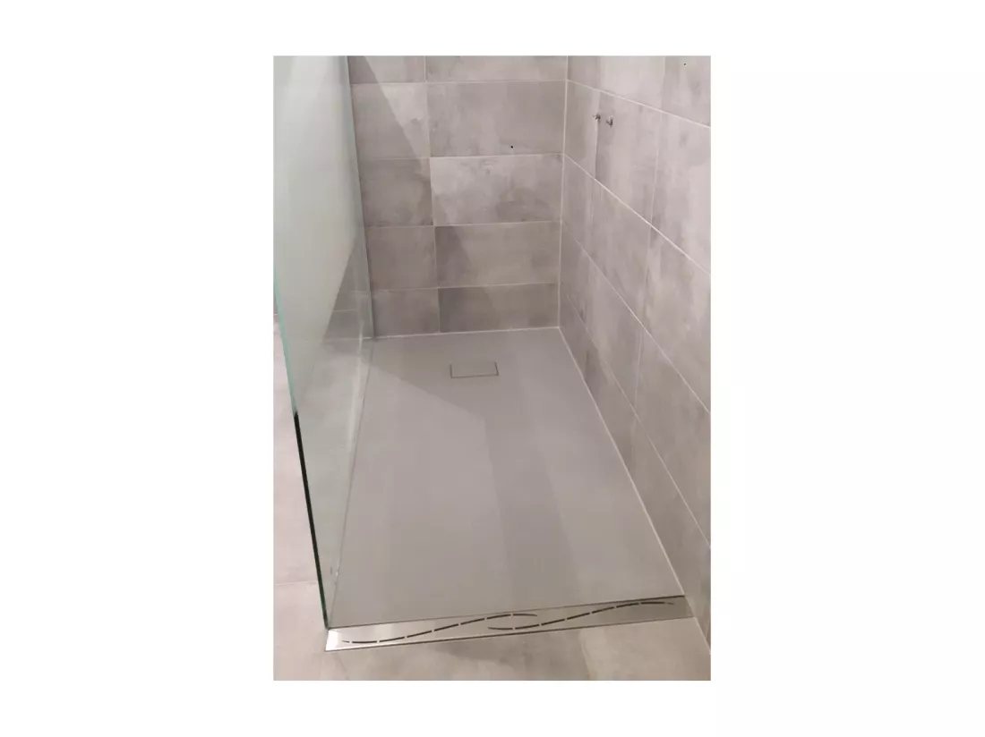 Receveur de douche 80 x 120 cm extra plat PIATTO en SoliCast® surface ardoisée gris