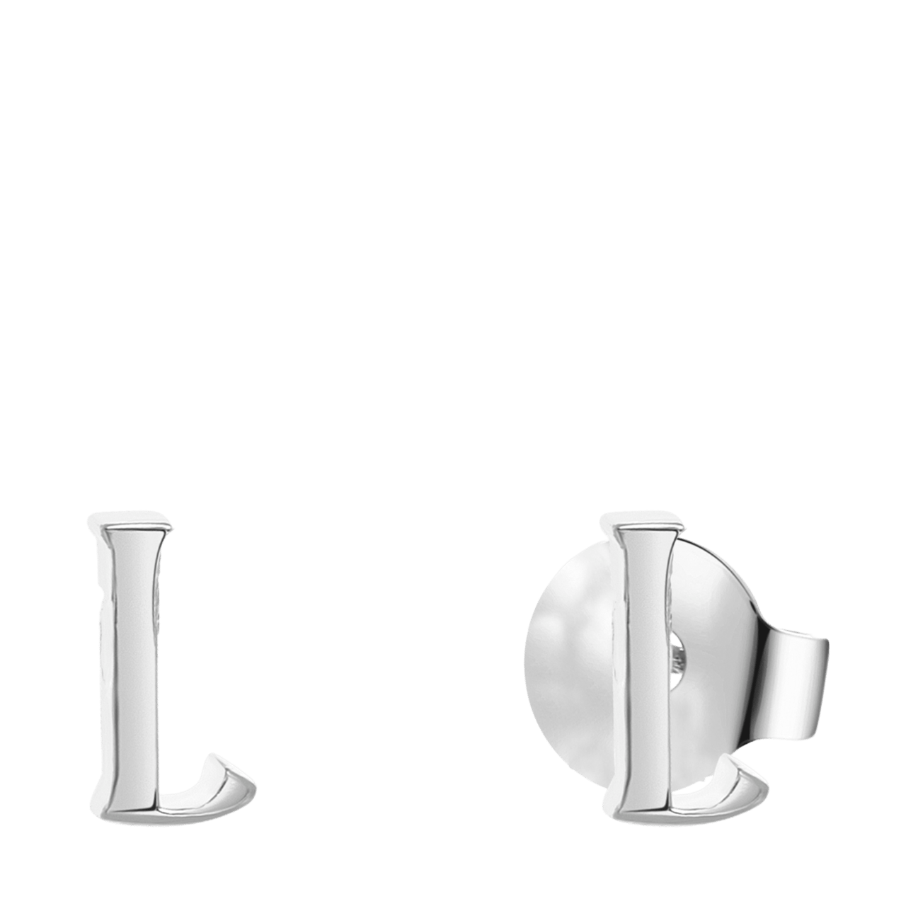 Stalen oorknoppen met hanger letter