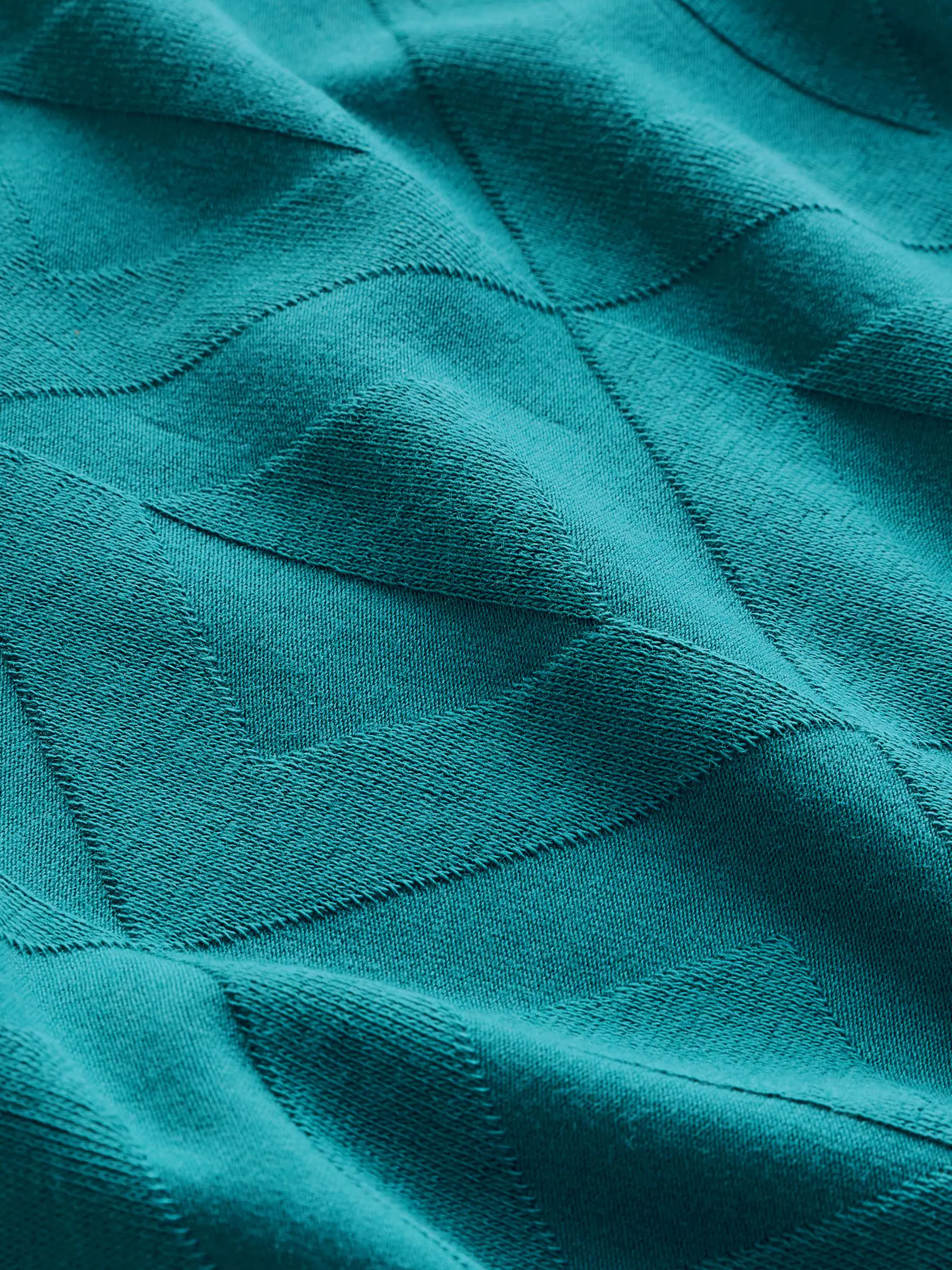 Blauwgroen - Normale Pasvorm - Net jacquard poloshirt