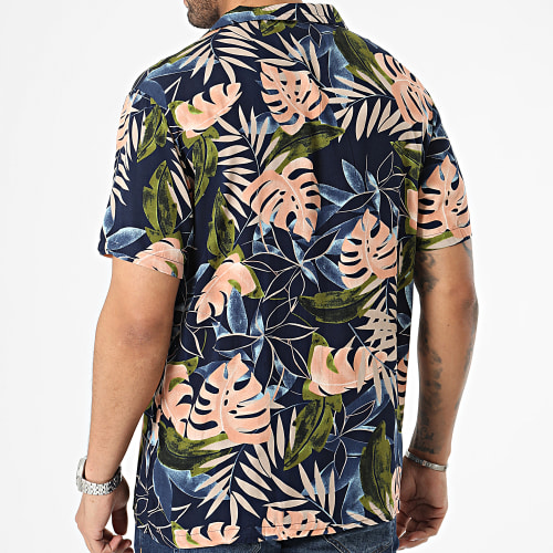 Chemise Manches Courtes Bleu Marine Floral