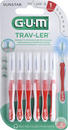 Gum Trav-Ler Brossette Interdentaire 0,8mm 6 Pièces (1314)