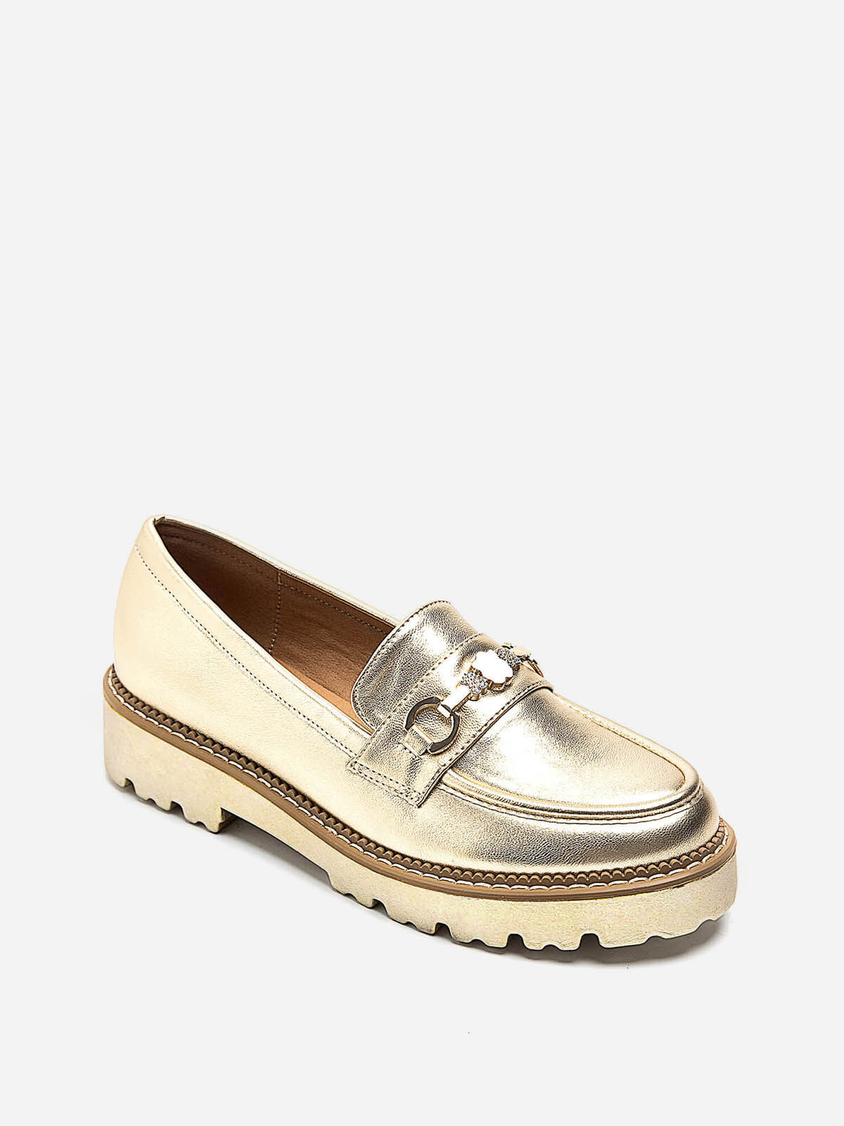 Mocassins avec mors à strass- Doré
